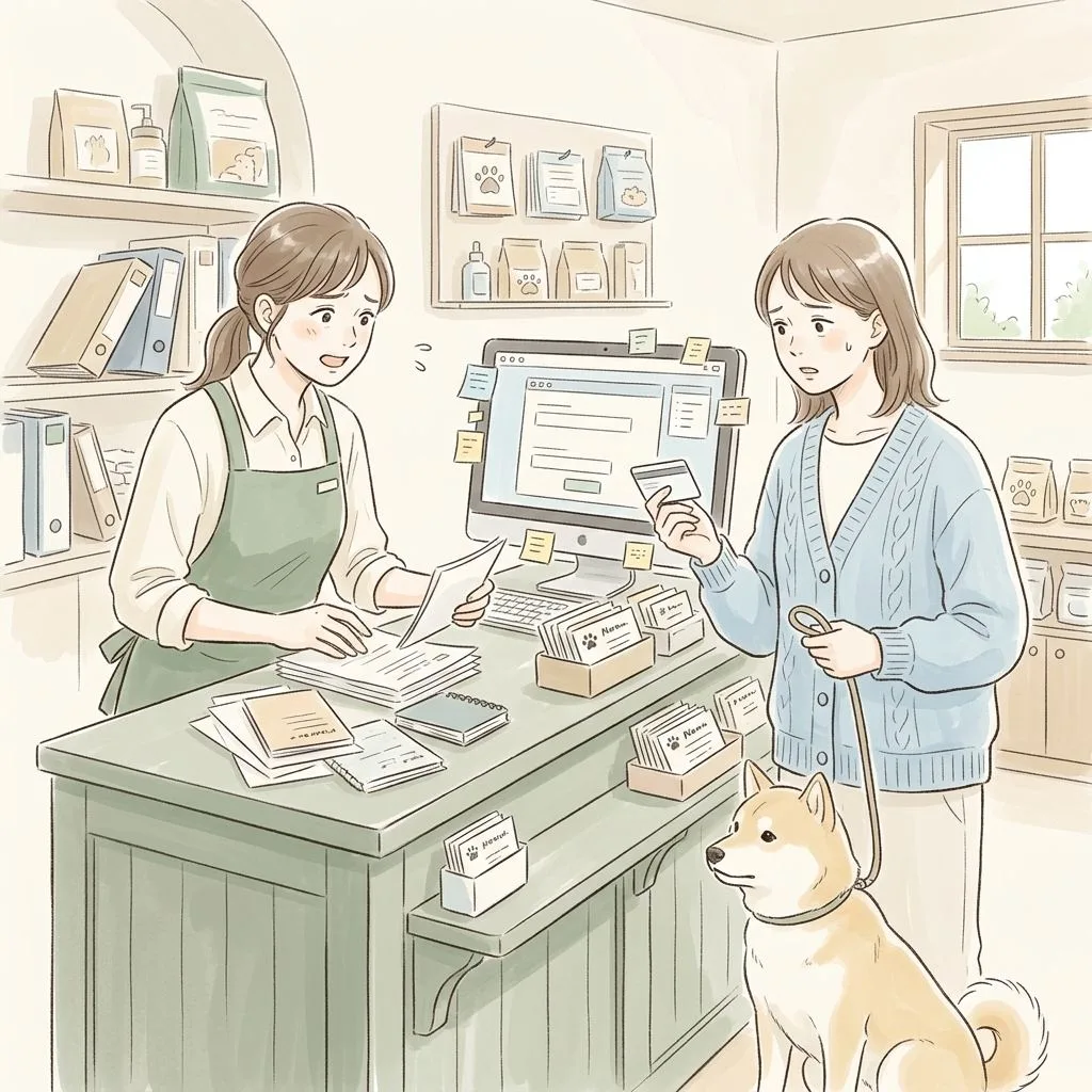 PonPonPet 痛點插畫，呈現會員與寵物資料難以累積